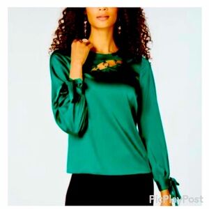 Thalia Sodi Emerald Green with Gold ring detail Blouse (Size M)